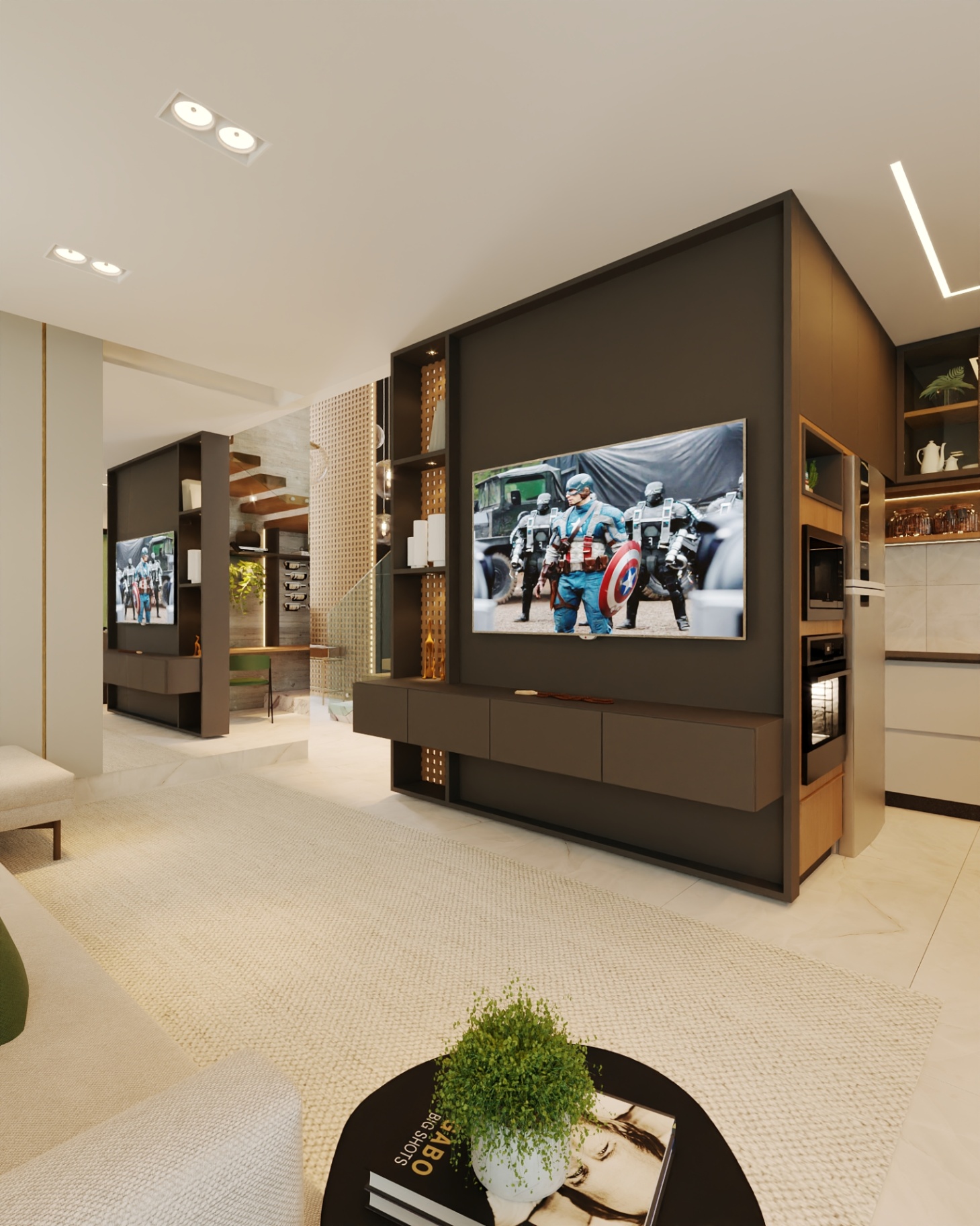 Living e home theater do sobrado decorado